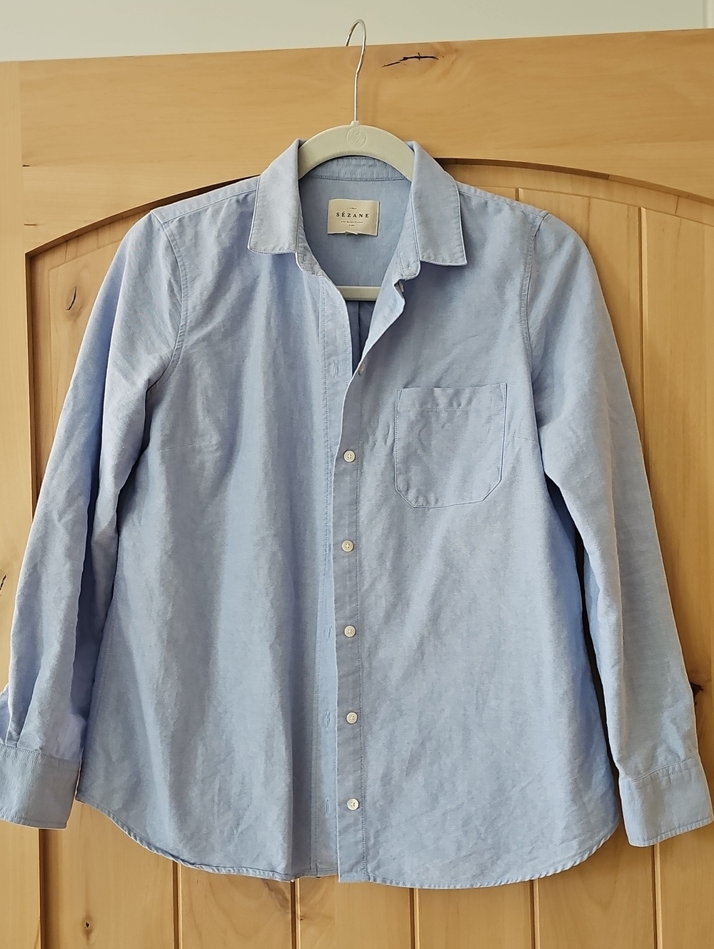 Sezane Tomboy Pale Blue Cotton Button-Down Shirt